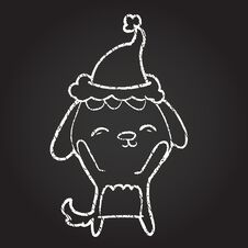 Xmas Dog Chalk Drawing Royalty Free Stock Image