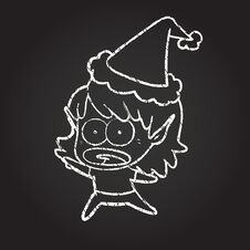 Christmas Elf Chalk Drawing Royalty Free Stock Photos