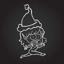 Christmas Elf Chalk Drawing Stock Images