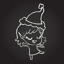 Dancing Elf Chalk Drawing Stock Images
