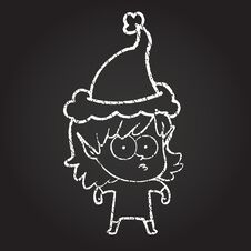 Christmas Elf Chalk Drawing Royalty Free Stock Image
