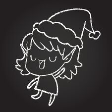 Xmas Elf Chalk Drawing Royalty Free Stock Photography
