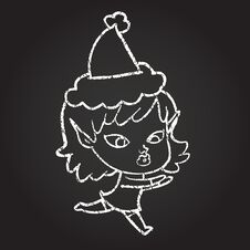 Christmas Elf Chalk Drawing Royalty Free Stock Image