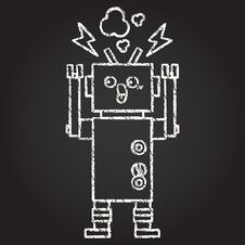 Frightened Robot Chalk Drawing Stock Images