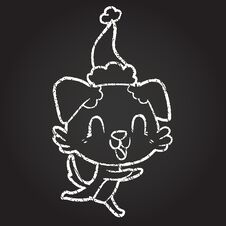 Festive Dog Chalk Drawing Stock Images