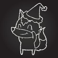Festive Wolf Chalk Drawing Stock Photo