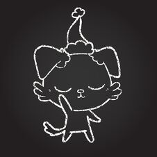 Festive Dog Chalk Drawing Stock Images