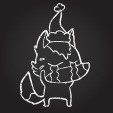 Festive Wolf Chalk Drawing Royalty Free Stock Photography