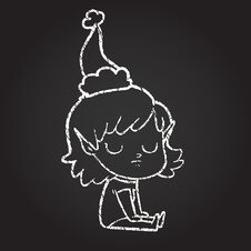Christmas Elf Chalk Drawing Stock Photography