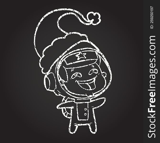 Christmas Astronaut Chalk Drawing