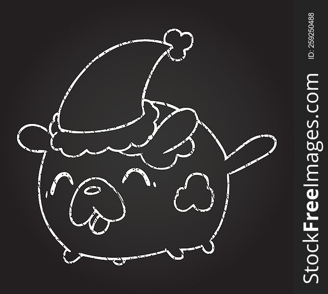 Christmas Dog Chalk Drawing