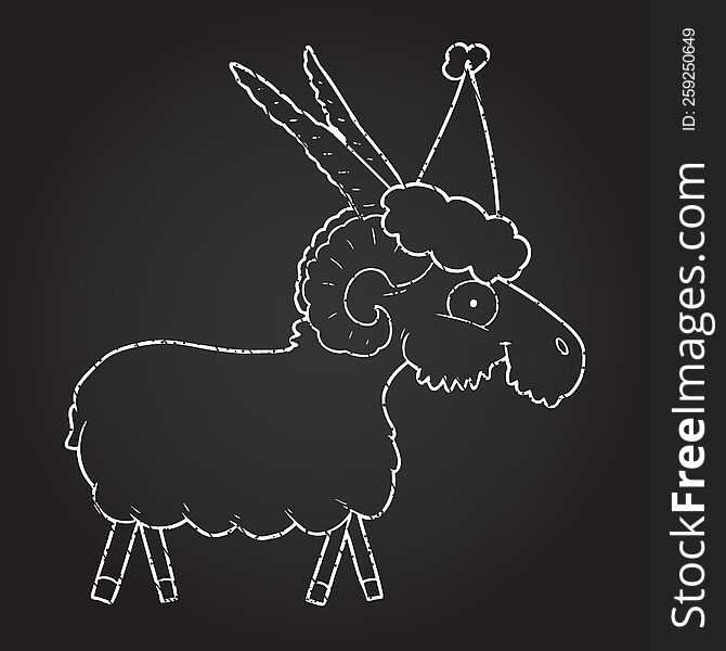 Christmas Goat Chalk Drawing