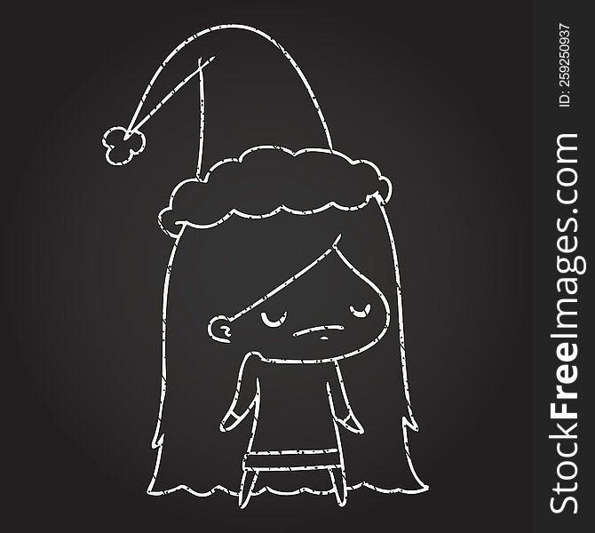 Christmas Woman Chalk Drawing