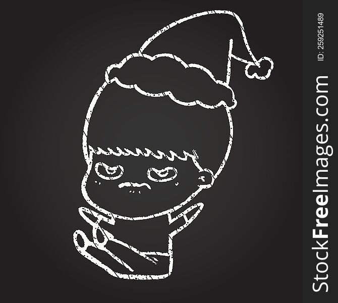 Christmas Boy Chalk Drawing