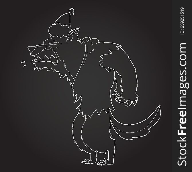 Christmas Werewolf Chalk Drawing