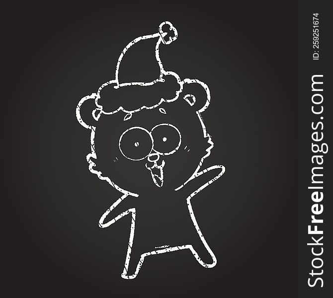 Christmas Teddy Chalk Drawing