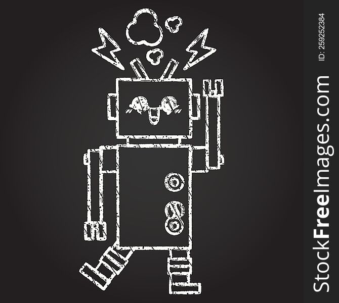 Malfunctioning Robot Chalk Drawing