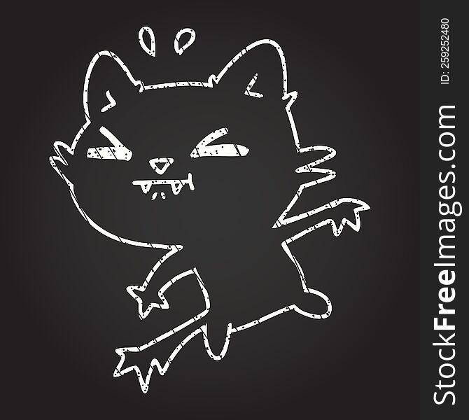 Angry Cat Chalk Drawing