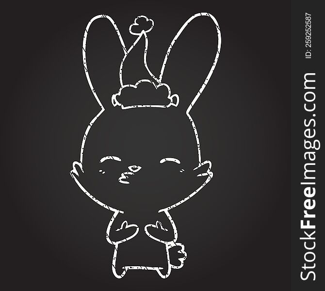 Festive Rabbit Chalk Drawing