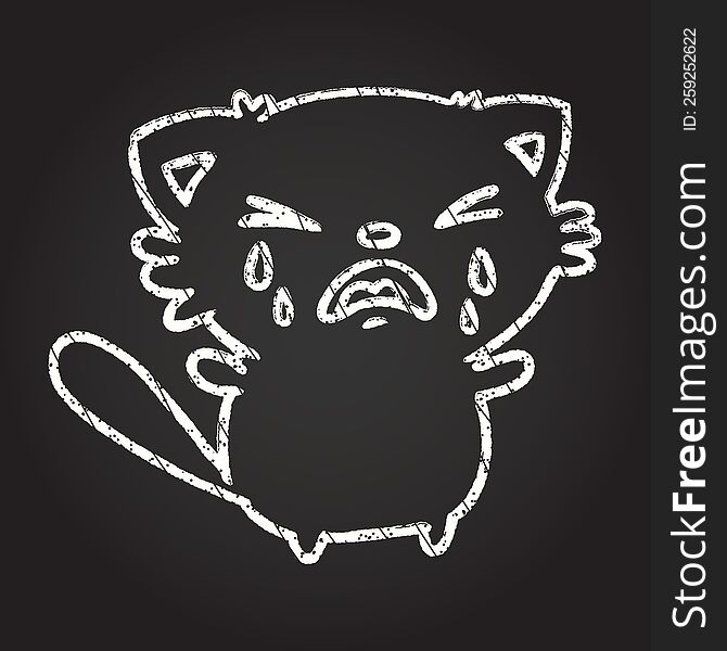 Crying Cat Chalk Drawing
