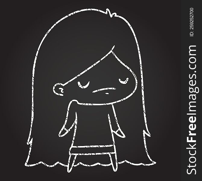 Shrugging Girl Chalk Drawing