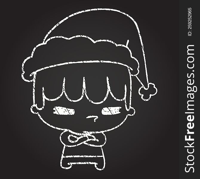 Christmas Boy Chalk Drawing