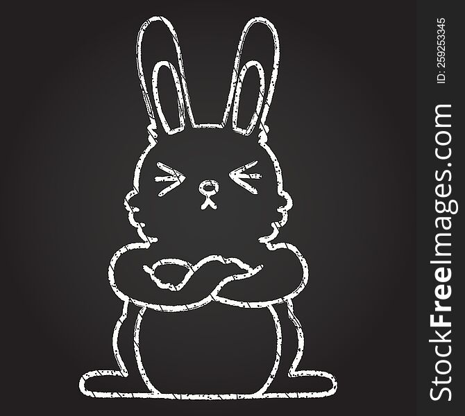 Angry Rabbit Chalk Drawing