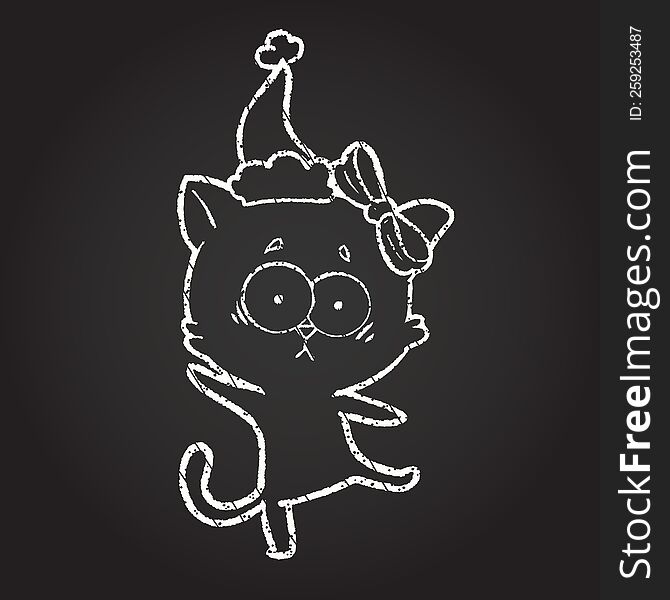 Christmas Cat Chalk Drawing