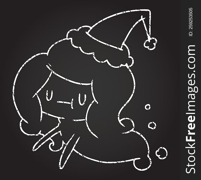 Christmas Mermaid Chalk Drawing
