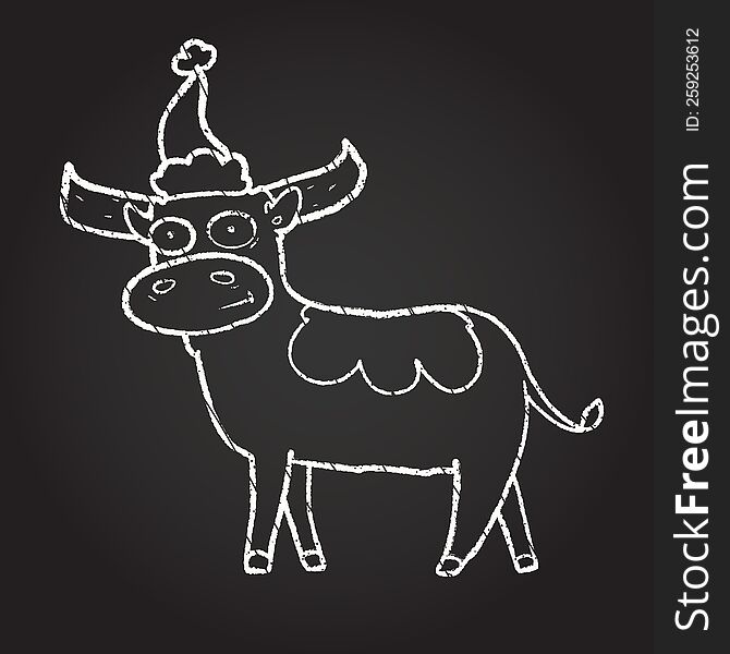 Christmas Cow Chalk Drawing
