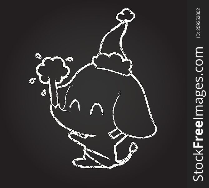 Christmas Elephant Chalk Drawing