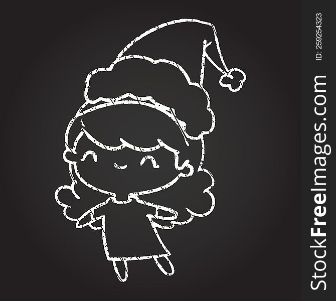 Christmas Woman Chalk Drawing