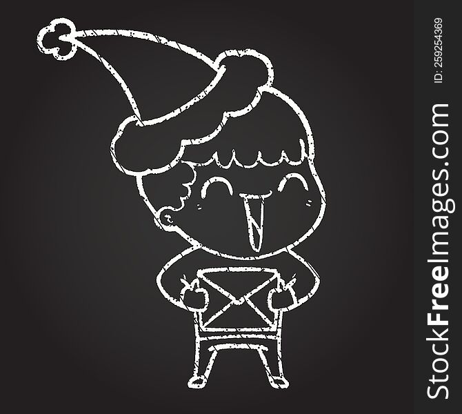 Christmas Boy Chalk Drawing