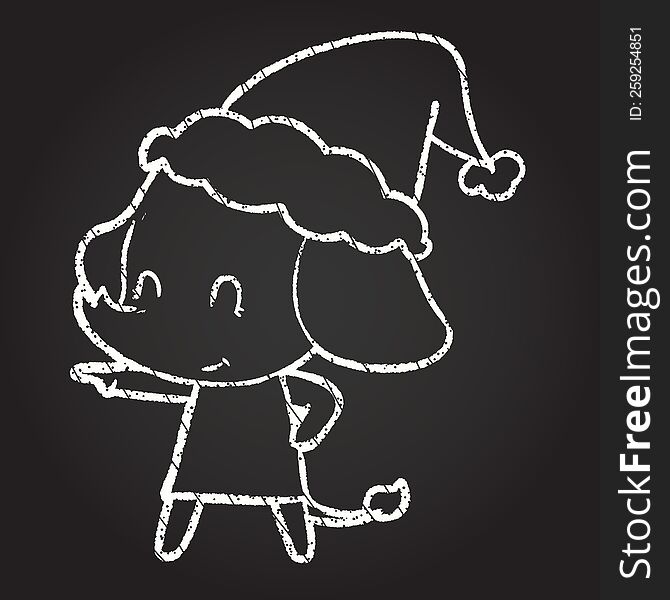 Christmas Elephant Chalk Drawing