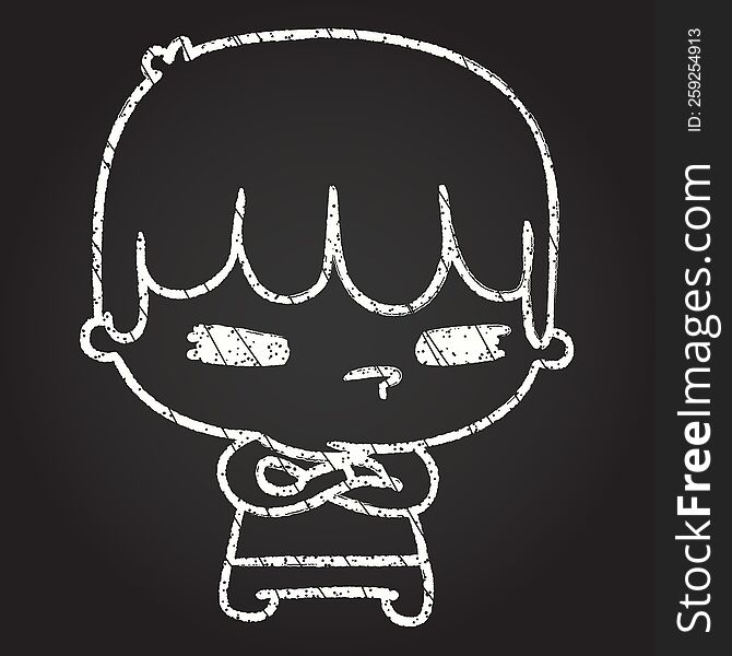 Grumpy Boy Chalk Drawing