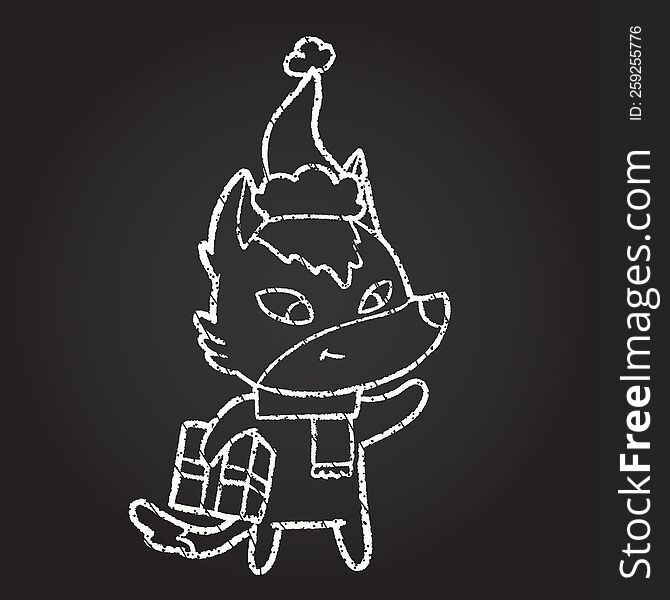 Christmas Fox Chalk Drawing