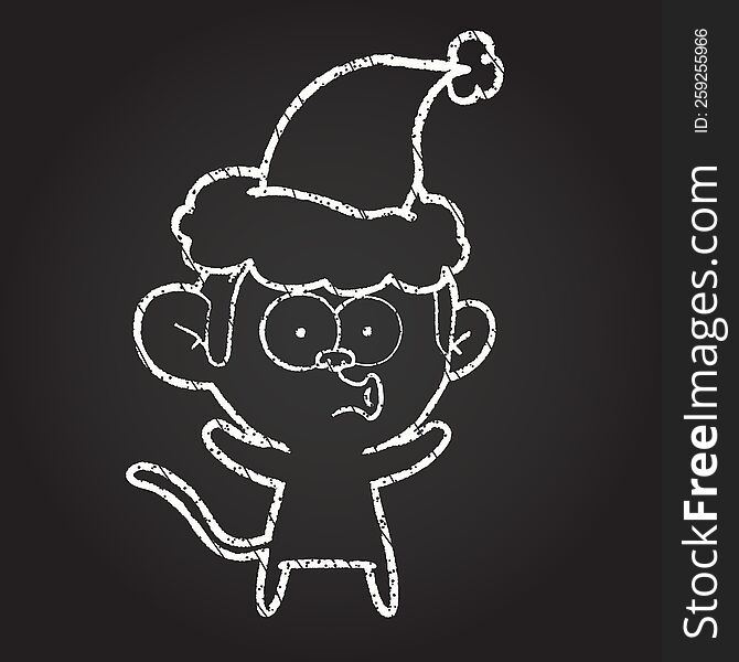 Christmas Monkey Chalk Drawing