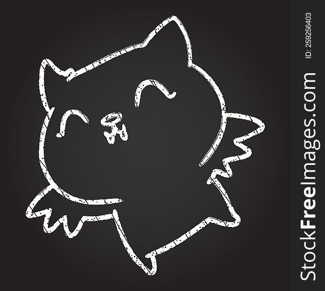 Cute Bat Chalk Drawing