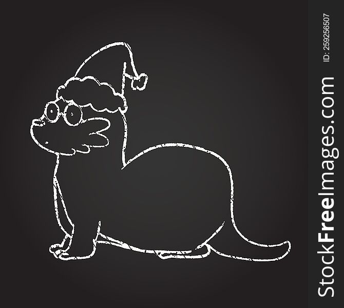 Christmas Otter Chalk Drawing