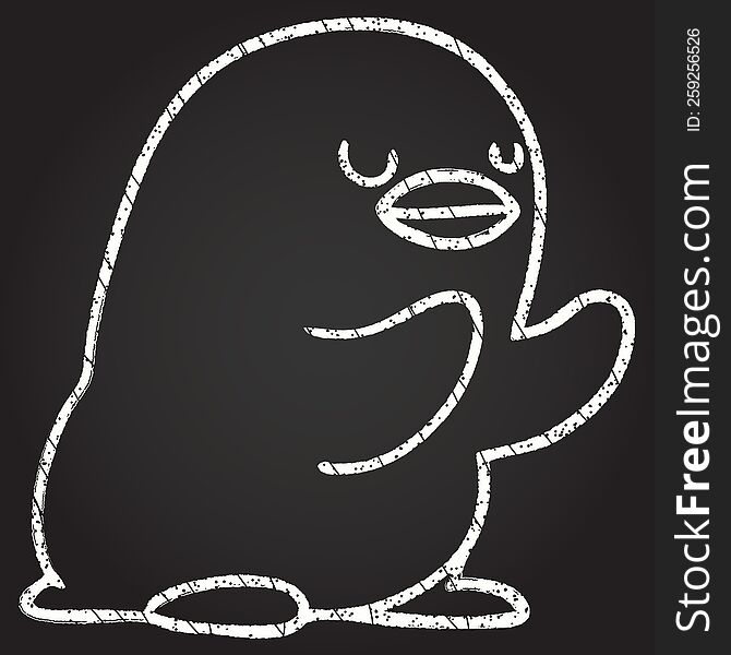 Baby Penguin Chalk Drawing