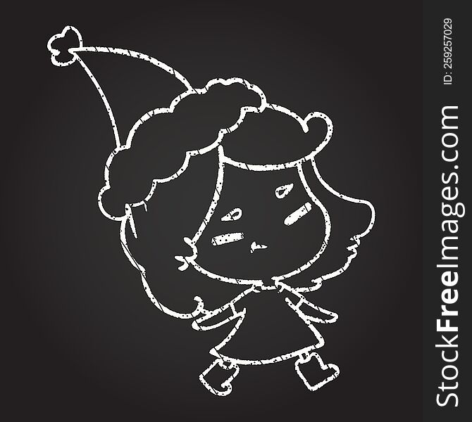 Christmas Girl Chalk Drawing