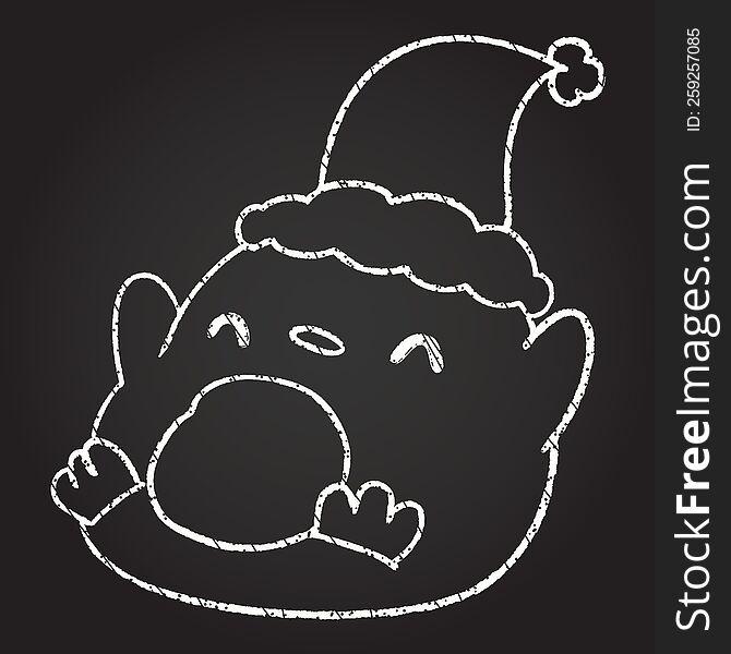 Christmas Robin Chalk Drawing