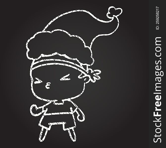 Christmas Boy Chalk Drawing