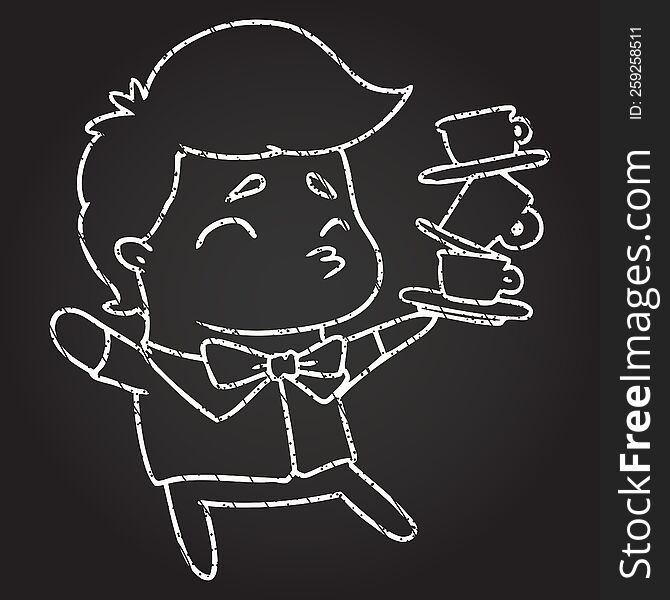 Waiter Chalk Drawing