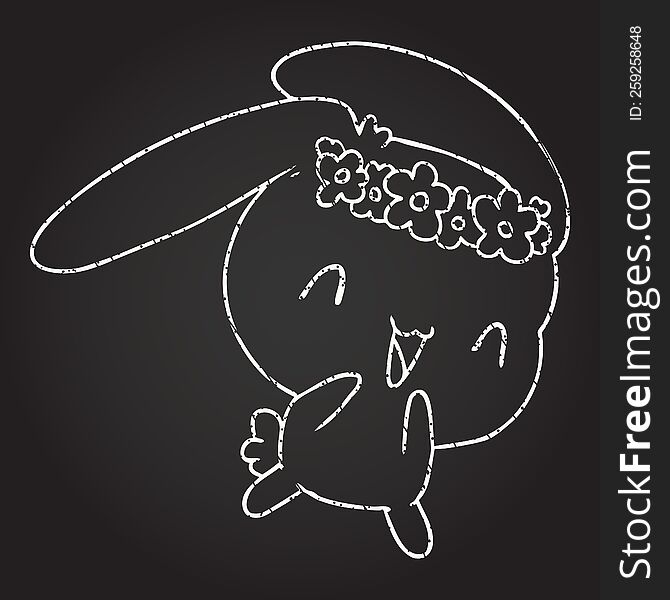 Happy Rabbit Chalk Drawing