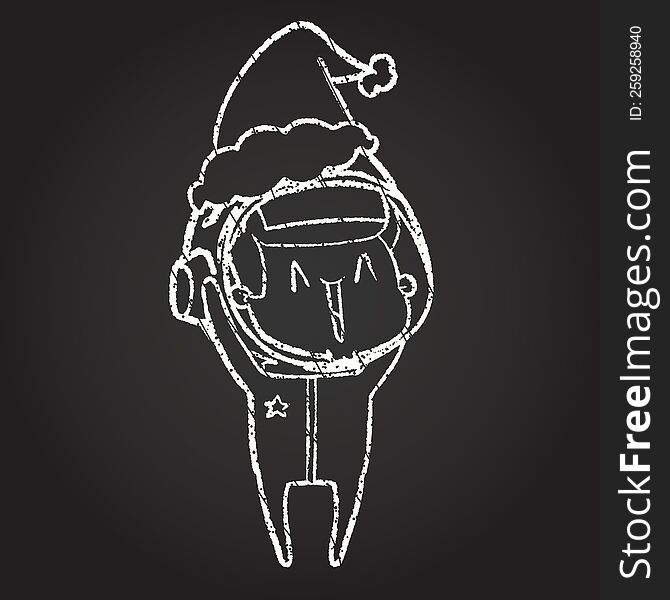 Christmas Spaceman Chalk Drawing