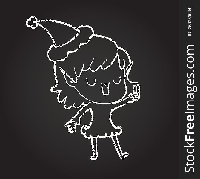 Christmas Elf Chalk Drawing