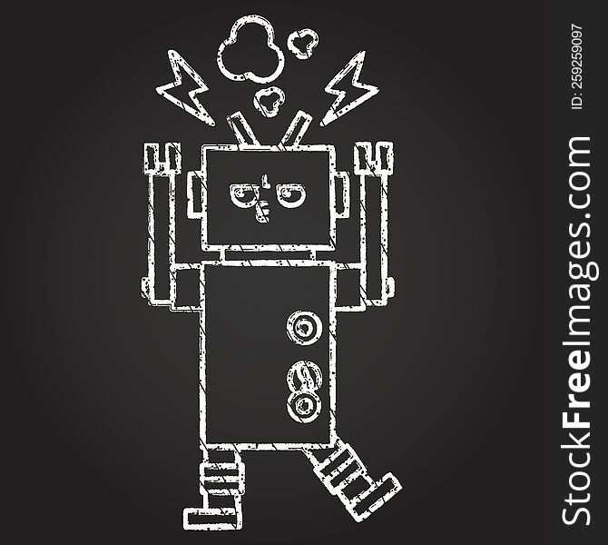 Angry Robot Chalk Drawing