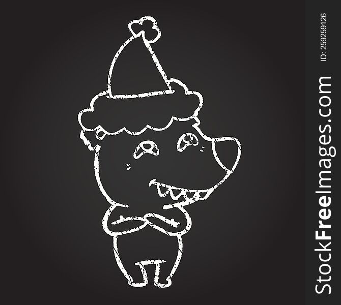 Christmas Bear Chalk Drawing