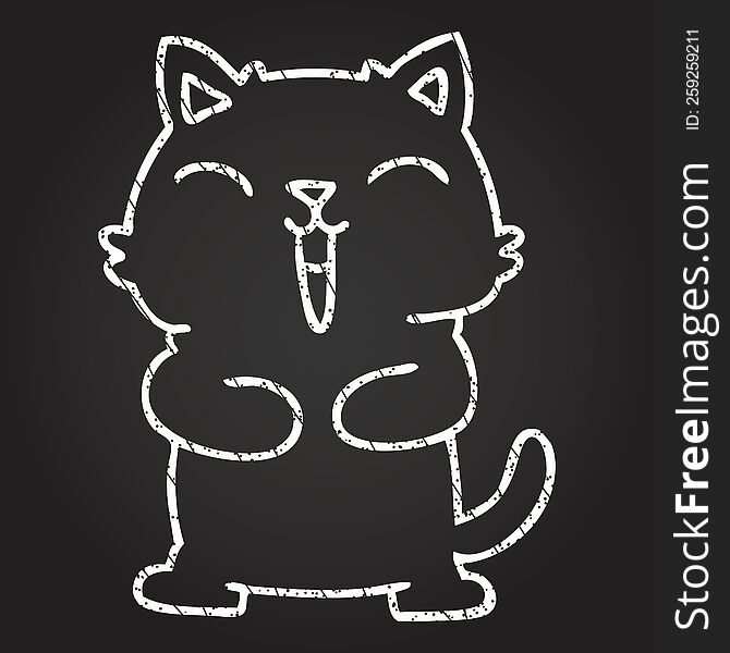 Happy Cat Chalk Drawing